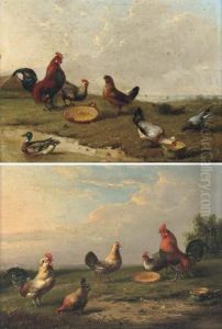 Poultry At The Pond; And Another Similar
