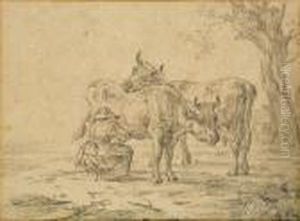 Melkende Bauerin by Jacob Van Stry