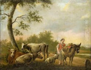 Landschaft Mit Hirtin Und Vieh