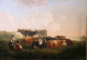 Jeunes Paysans Et Leur Troupeau by Jacob Van Stry