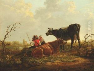 A Peasant Couple With Their Cattle
