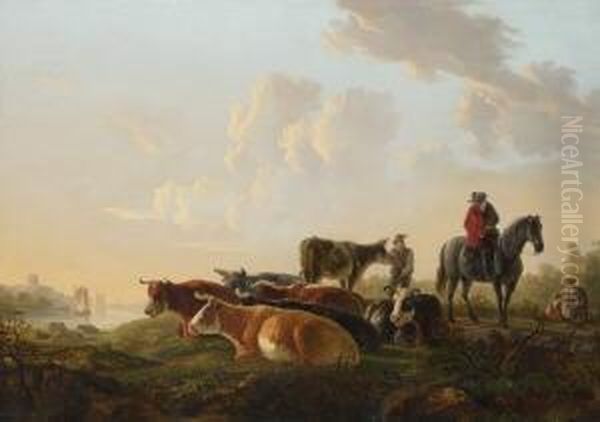 Niederlandische Flusslandschaft
Mit Kuhherde. - view 1
