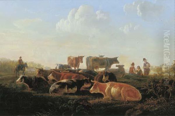 A Pastoral Landscape With Cattle By A River Bank, With Herdsmen And A Horseman - view 1