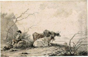 Landscape With Herdsman And Cows Resting Landscape With Herdsman And Cows Resting
