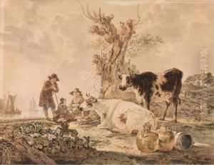 Peasants And Cattle Resting By A River Peasants And Cattle Resting By A River