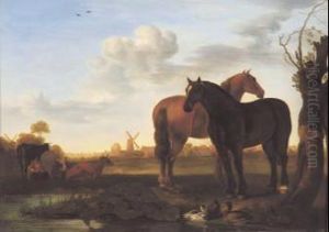 Paesaggio Con Cavalli by Jacob Van Stry