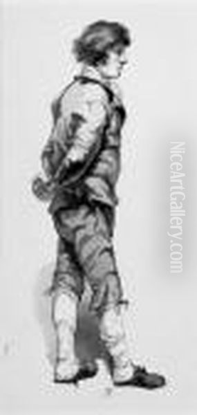 A Standing Man Seen From Behind; And The Same In Profile To Theright - view 1