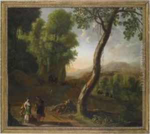 A Wooded Landscape With Meleager
Presenting The Head Of The Calydonian Boar To Atalanta, The Rest Of The
Hunting Party Retreating Beyond by Herman Van Swanevelt