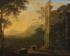 Berger Se Reposant Pres De Ruines Antiques by Herman Van Swanevelt