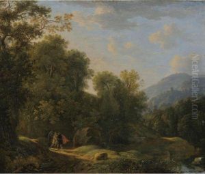 Landscape With Jacob Wrestling With The Angel by Herman Van Swanevelt