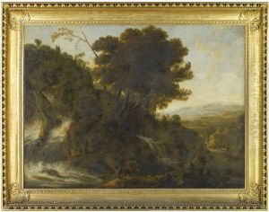 An Extensive Landscape With An Artist by Herman Van Swanevelt