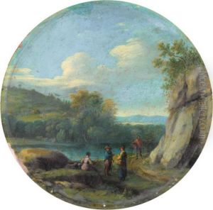 Paysage Fluvial De La Campagne Italienne Avec Des Paysans Sur Unchemin by Herman Van Swanevelt