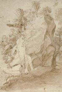 A Rocky Outcrop, An Extensive Landscape Glimpsed Beyond
