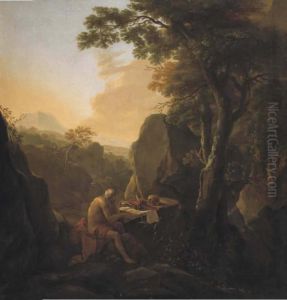 San Girolamo In Meditazione In Un Paesaggio Boschivo by Herman Van Swanevelt