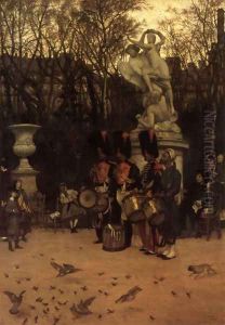 Beating The Retreat In The Tuileries Gardens by James Jacques Joseph Tissot