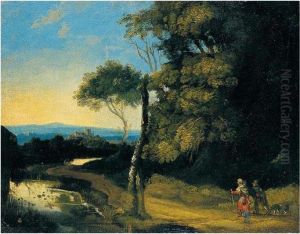 Paesaggio Con Alberi, Laghetto E Viandanti Paesaggio Con Alberi, Laghetto E Viandanti