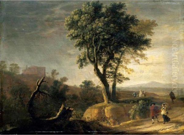 An Italianate Landscape With Travellers On A Path - view 1