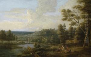 A Broad Landscape With Huntsmen By Ariver