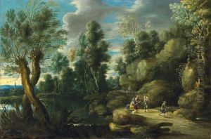 Flusslandschaft Mitfiguren by Lucas Van Uden