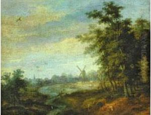 Landschaft Mit Muhle Und Tierstaffage by Lucas Van Uden