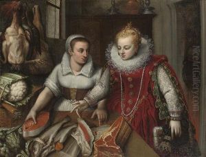 A Lady With Her Maid In A Kitchen