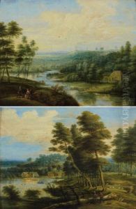 Paysages De Riviere Animes De Promeneurs Et De Paysans. by Lucas Van Uden