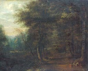 A Wooded Landscape With Travellers On A Track A Wooded Landscape With Travellers On A Track