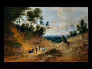 Landschaft Mit Personen Und Einem Eselreiter by Lucas Van Uden