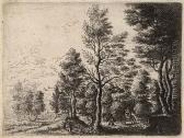 Landscape With A Man Leading A Donkey - view 1