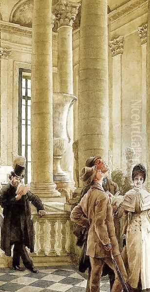 Au Louvre (or Visiteurs etrangers au Louvre) - view 1