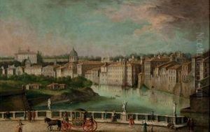 Vue De Rome Depuis Les Rives Du Tibre