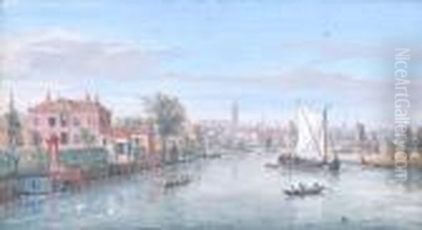 A View Of Amersfoort From The
North Withvarious Vessels On The River Eem In The Foreground, The Onze
Lievevrouwetoren (tower Of Our Lady) Beyond - view 1