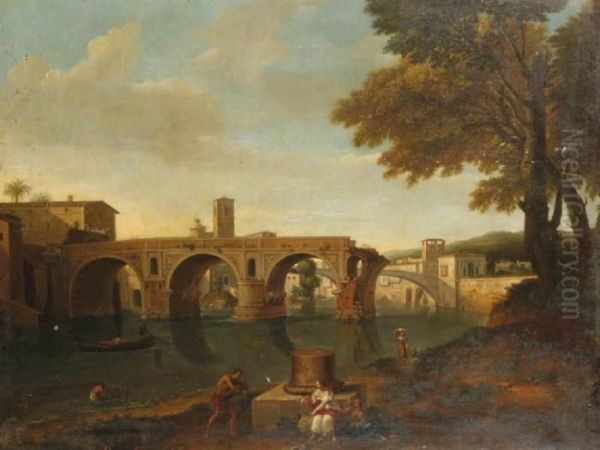 A View On A River, Probably The Tiber At The Ponte Rotto, Rome - view 1