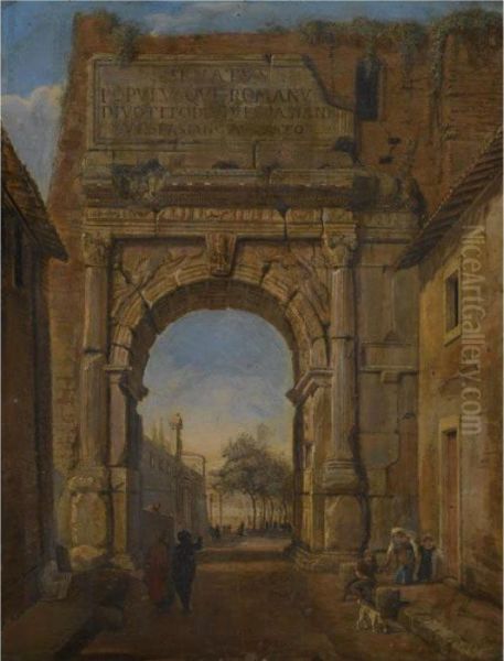 The Arch Of Titus With Figures Conversing In The Foreground - view 1