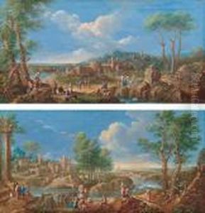 Paesaggio Fluviale Con Figure E Rovine Classiche Al Centro by (circle of) Wittel, Gaspar van (Vanvitelli)