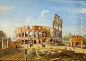 A Veduta Del Colosseo Con Figure by (circle of) Wittel, Gaspar van (Vanvitelli)