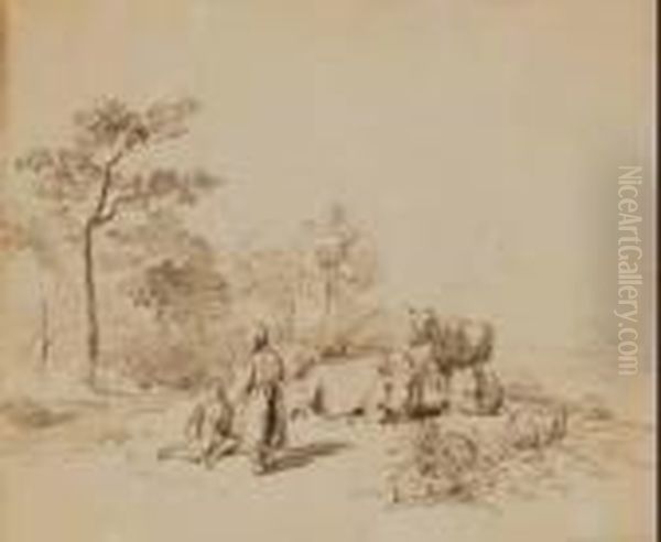 Paesaggio Con Figure Ed Armenti - view 1