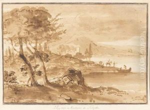 Paysage Des Environs De Naples Avec Chateau Fort Et Pecheurs by (circle of) Wittel, Gaspar van (Vanvitelli)