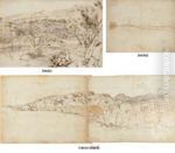 Vue De La Ville De Sorrente Aux
Environs De Naples (recto); Vue Du Vesuve Au Lointain (verso); Vue De La
Baie De Sorrento, Des Collines I L'arriere Plan (verso Deplie) - view 1