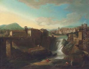 A View Of Tivoli With The Vecchia Cascata Dell'aniene
