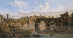 Rome, A View Of The River Tiber With The Ponte Rotto And The Aventine Hill by (circle of) Wittel, Gaspar van (Vanvitelli)