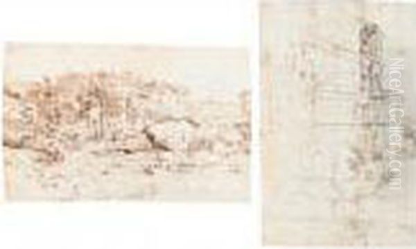 Recto: A View Of The Roman
Campagna Verso: A Partial View Of The Left Side Of The Palace Of
Caprarola - view 1