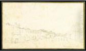 Veduta Di Strada Cittadina Con Un Giardino Sulla Destra by (circle of) Wittel, Gaspar van (Vanvitelli)
