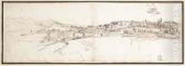 View Of Urbino From San Donato, With A Subsidiary Study Of The Domeof The Cathedral - view 1