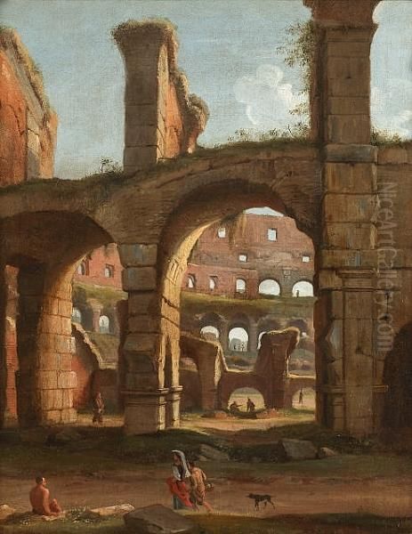 Figures Before The Colosseum, Rome - view 1