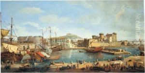 Naples, A View Of The Darsena by (circle of) Wittel, Gaspar van (Vanvitelli)