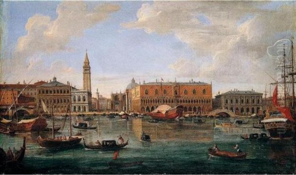 Venice, A View Of The Molo From
The Bacino Di San Marco Looking North Towards The Piazzetta And The
Palazzo Ducale - view 1
