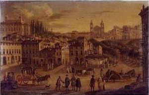 View Of Rome With Trinita Dei Monti In The Distance