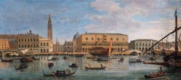 The Bacino Di San Marco, Venice,
 Looking Towards The Doge's Palaceand The Piazzetta, With The Bucintoro 
And Other Shipping - view 1