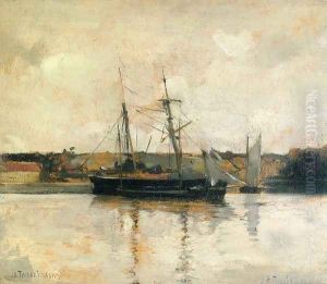 Sailing Boats Dieppe Harbor by John Henry Twachtman
